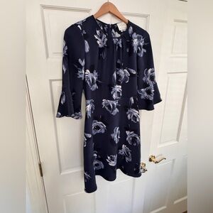Elegant Floral Kate Spade Navy, Black, and White Dress